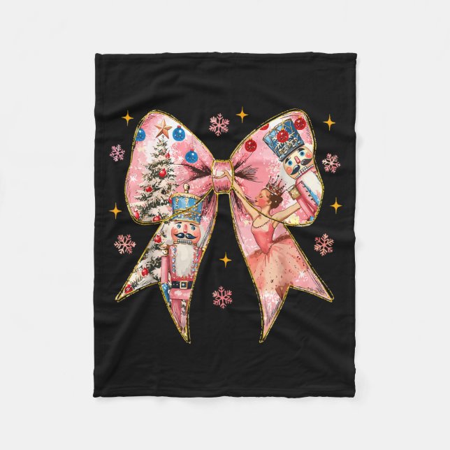 Coquette Bow Christmas Nutcracker Ballet Festive W Fleecefilt (Framsidan)