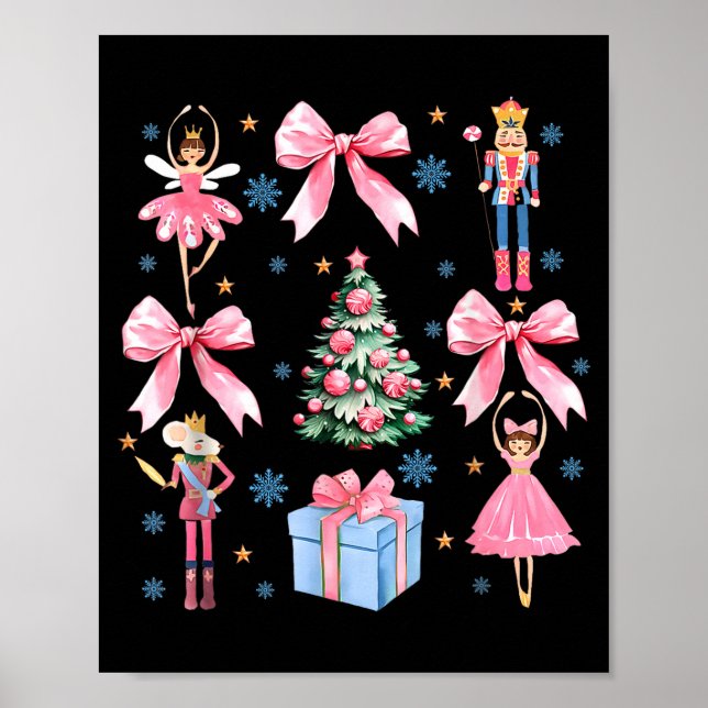 Coquette Bow Christmas Nutcracker Ballet Festive W Poster (Framsidan)