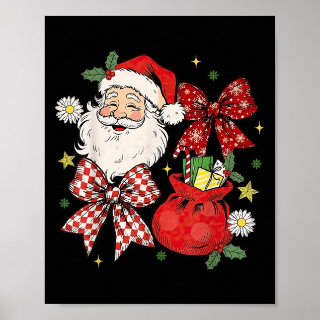 Coquette Bow Christmas Santa Claus Xmas Holiday Wo Poster (Framsidan)