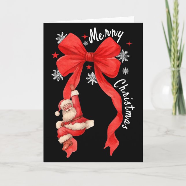 Coquette Bow Christmas,santa Cute Funny Gift Men W Kort (Framsida)