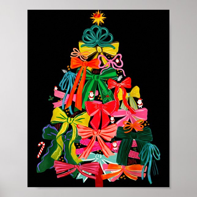 Coquette Bow Christmas Tree Preppy Christmas Girly Poster (Framsidan)