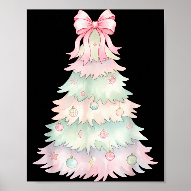 Coquette Bow Christmas Tree Xmas Holiday Girls Wom Poster (Framsidan)