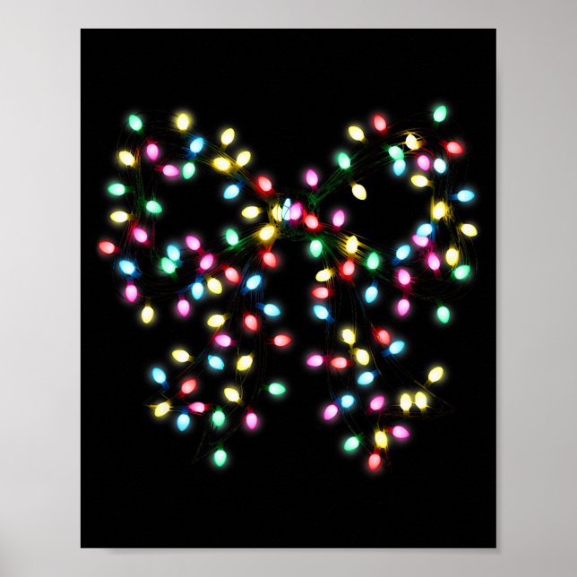 Coquette Bow Christmas Xmas Lights Pajamas Holiday Poster (Framsidan)