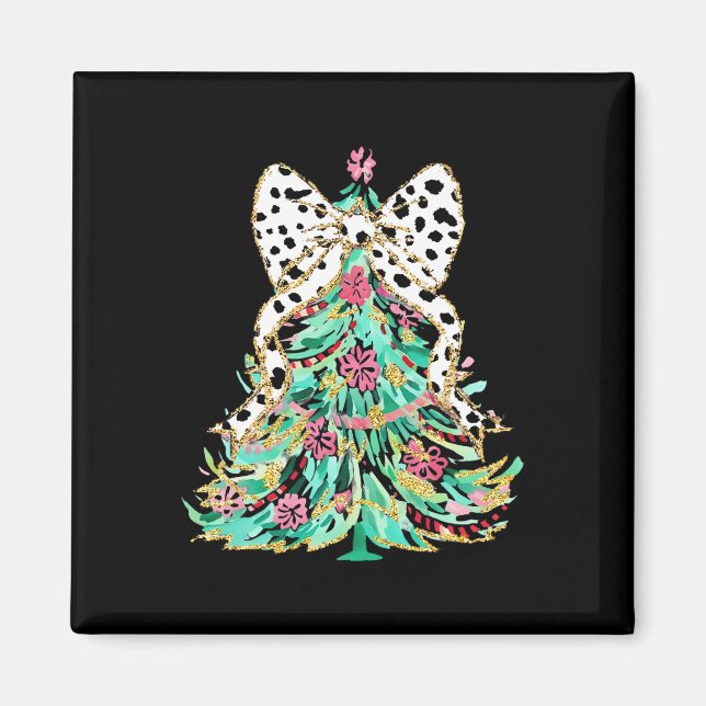 Coquette Bow Colorful Julgran Girly Helgdag Magnet (Framsidan)