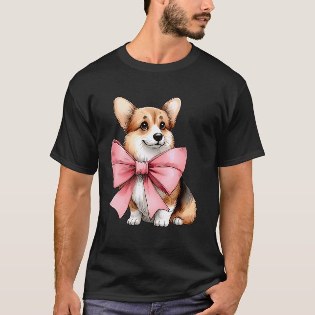Coquette Bow Corgi Hund Mamma Rosa Band Mamma Flic T Shirt (Framsida)