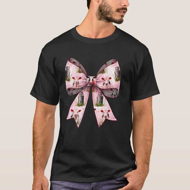 Coquette Bow Cow Farmer Mjölk Dairy Farmer T Shirt (Framsida)