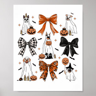 Coquette Bow Cute Ghost Hundar Halloween Pumpkin S Poster