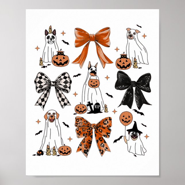Coquette Bow Cute Ghost Hundar Halloween Pumpkin S Poster (Framsidan)