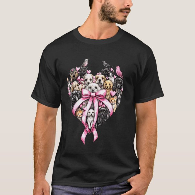 Coquette Bow Djur Räddning Adoptera Katter Hundar  T Shirt (Framsida)