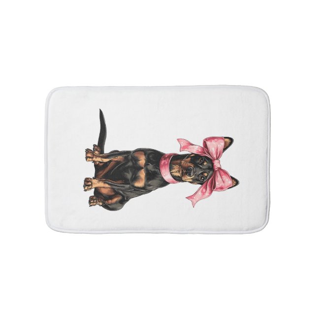 Coquette Bow Dobermann Hund Mamma Flicka Rosa Badrumsmatta (Framsidan)