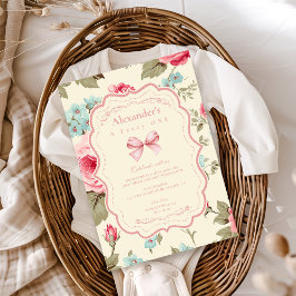 Coquette Bow Finare ONE Girl 1st Birday Inbjudningar