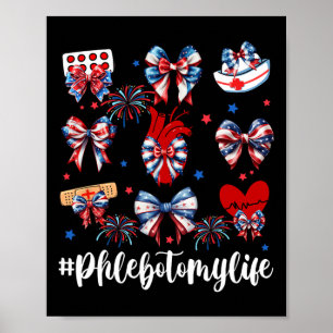 Coquette Bow Fireworks Phlebotomy Lycklig 4:e Jul Poster