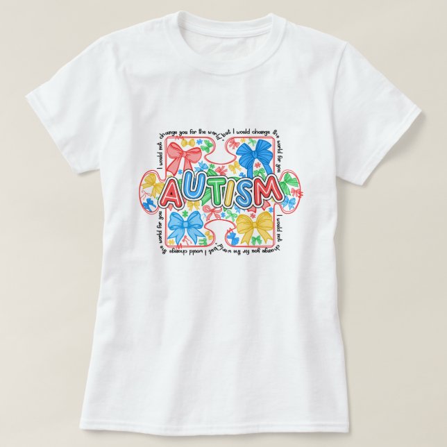 Coquette Bow för kvinnors autism T Shirt (Design framsida)