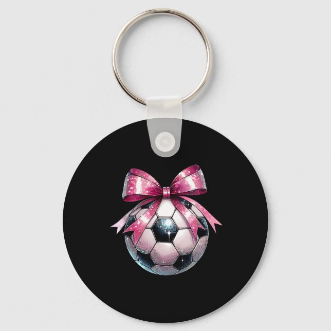 Coquette Bow Fotboll Disco Byll Mors Dag Rosa Ri Nyckelring (Framsida)