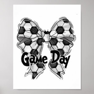 Coquette Bow Fotboll Speldag Fotbollsmamma Mamma F Poster