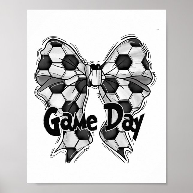 Coquette Bow Fotboll Speldag Fotbollsmamma Mamma F Poster (Framsidan)