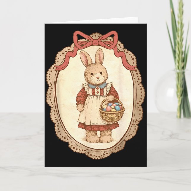 Coquette Bow Funny Bunny Eggs Rabbit Happy Easter  Kort (Framsida)