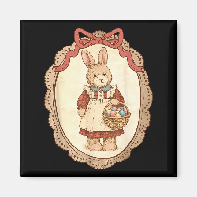 Coquette Bow Funny Bunny Eggs Rabbit Happy Easter  Magnet (Framsidan)