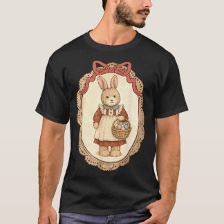 Coquette Bow Funny Bunny Eggs Rabbit Happy Easter  T Shirt