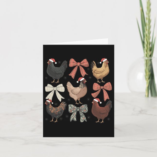 Coquette Bow Funny Chicken-juldjur Kort (Framsida)