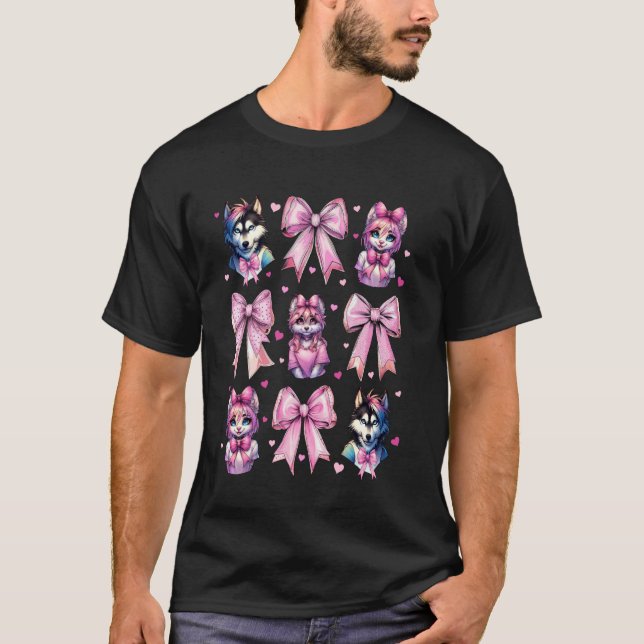 Coquette Bow Furry Fandom Fursona Fursuit Söt Räv T Shirt (Framsida)