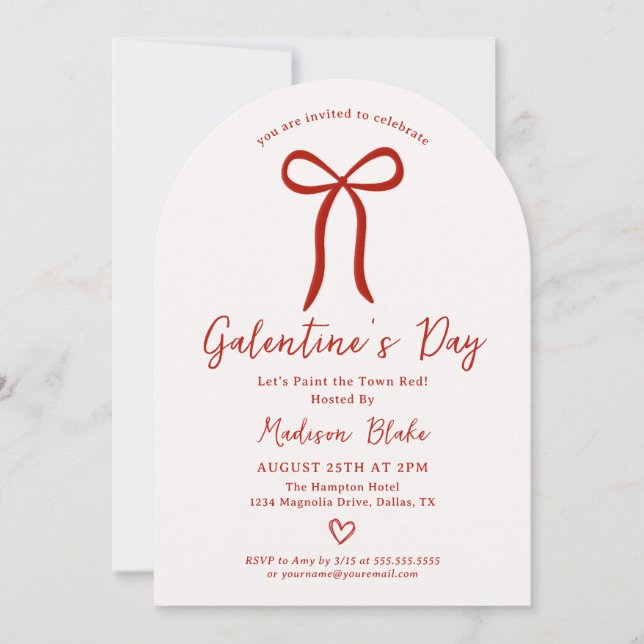 Coquette Bow Galentine's Day Invitation Inbjudningar (Framsida)