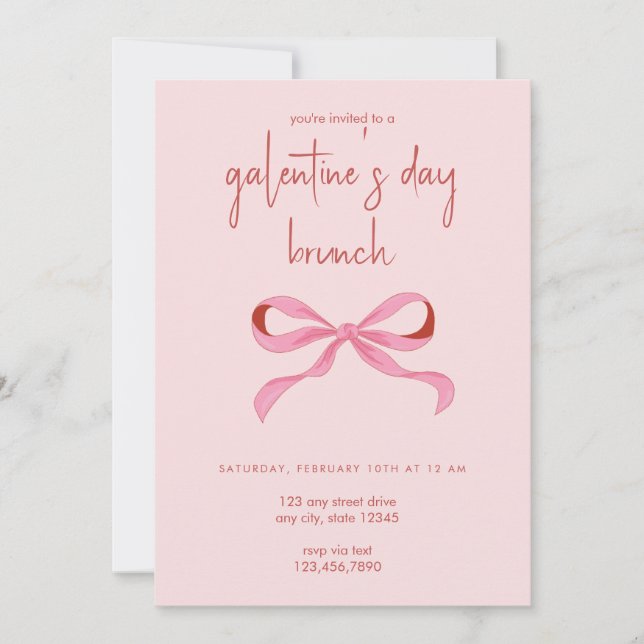 Coquette Bow Galentine's Day Party Inbjudningar (Framsida)
