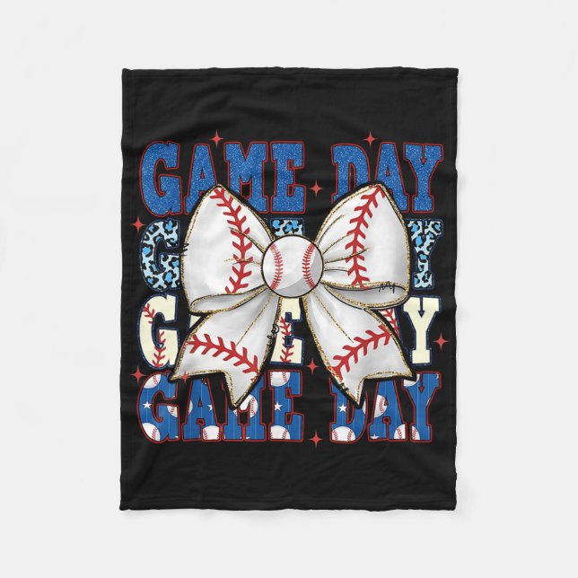 Coquette Bow Game Day Baseball Softball Funny Chee Fleecefilt (Framsidan)