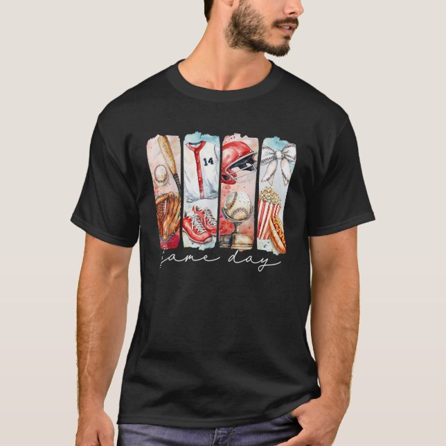 Coquette Bow Game Day Baseball Softball Heart Kärl T Shirt (Framsida)