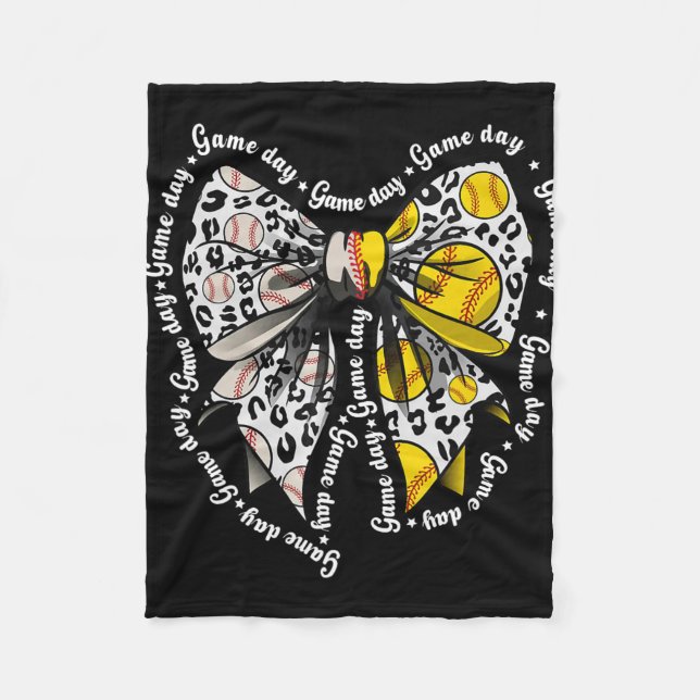 Coquette Bow Game Day Sälj Mjukt Hjärta Kärlek Mam Fleecefilt (Framsidan)