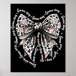Coquette Bow Game Day Sell Softll Heart Love Mom L Poster