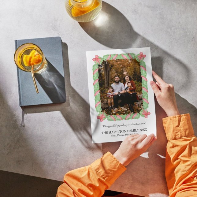 Coquette Bow Garland - julfoto Julkort (Skapare uppladdad)