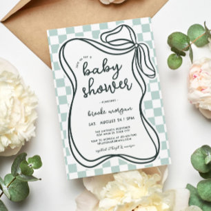 Coquette Bow Gender Neutral Baby Shower Inbjudningar