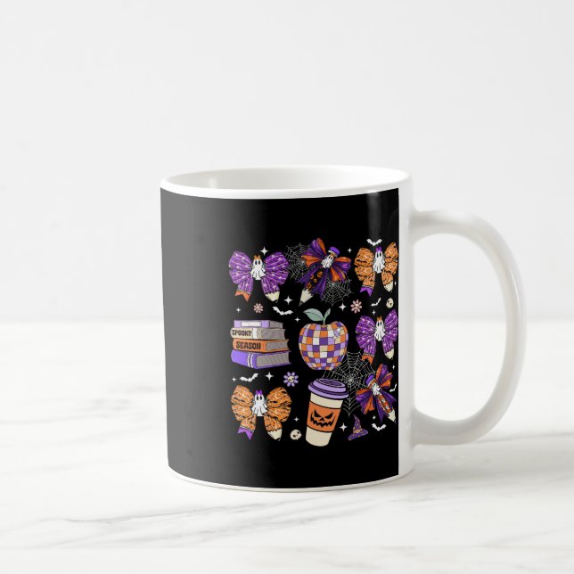 Coquette Bow Ghost Cute Halloween-lärare Kvinnor Kaffemugg (Höger)