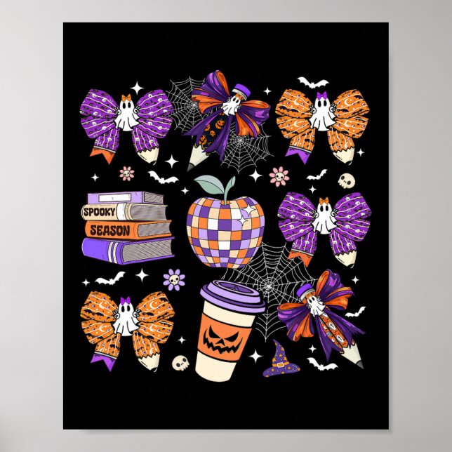 Coquette Bow Ghost Cute Halloween-lärare Kvinnor Poster (Framsidan)