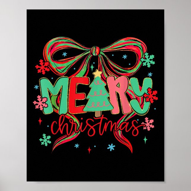 Coquette Bow God jul Snowflake Julafton Pajama Poster (Framsidan)