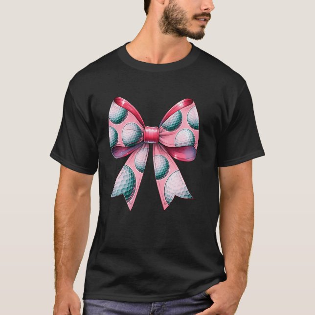 Coquette Bow Golf Boll Mönster Mors dag Rosa Ri T Shirt (Framsida)