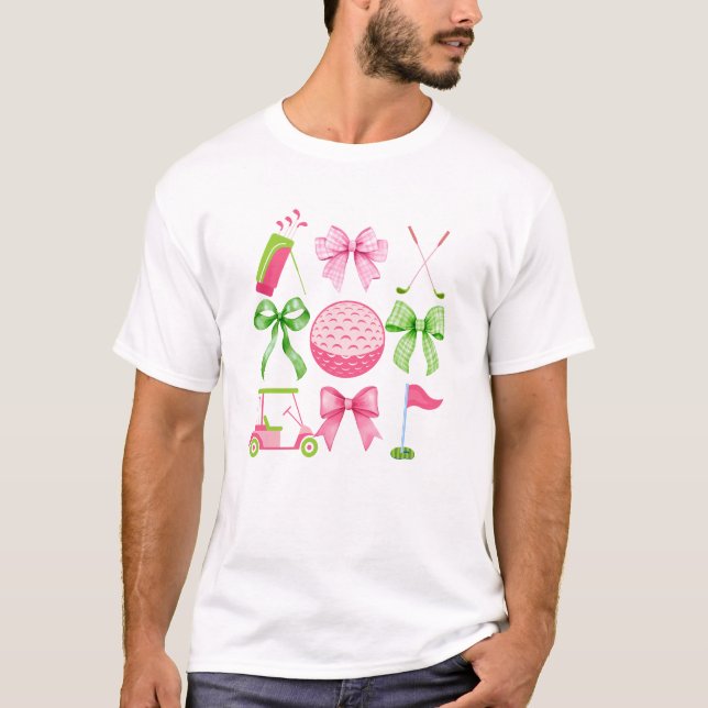 Coquette Bow Golf Cart Game Day Golfing Gol T Shirt (Framsida)