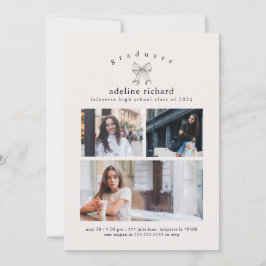 Coquette Bow Graduation Announcement Inbjudningar