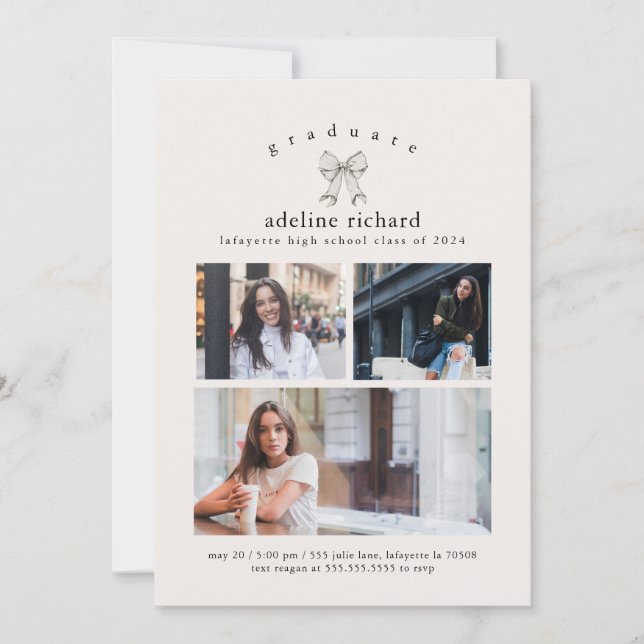 Coquette Bow Graduation Announcement Inbjudningar (Framsida)