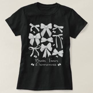 Coquette Bow Grått Ribbon Brain Tumor Awareness T Shirt