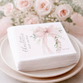 Coquette Bow Greenery Baby in bloom baby Shower Pappersservett
