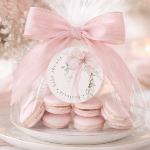 Coquette Bow Greenery Bebis i blom Baby Shower Runt Klistermärke