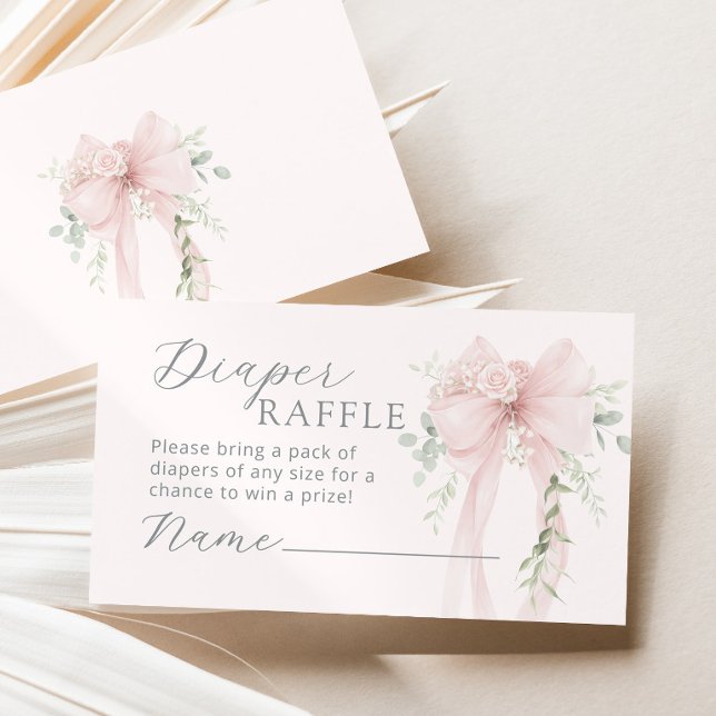 Coquette Bow Greenery Diaper raffle Tilläggskort (Skapare uppladdad)