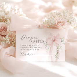 Coquette Bow Greenery Diaper raffle Tilläggskort