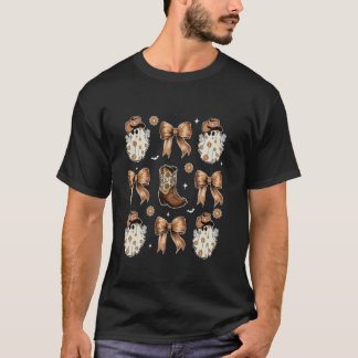 Coquette Bow Halloween Spöke Västerländska Cowboy T Shirt