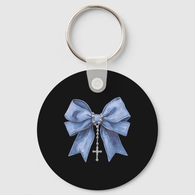 Coquette Bow Halsband Jesus Kors Kristna Religiöst Nyckelring (Framsida)
