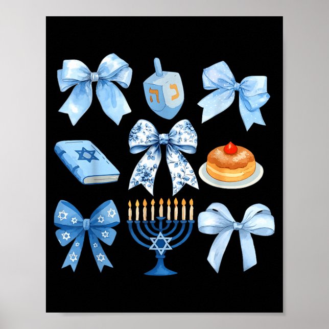 Coquette Bow Hanukkah Chanukah Pajama Latke Jewish Poster (Framsidan)
