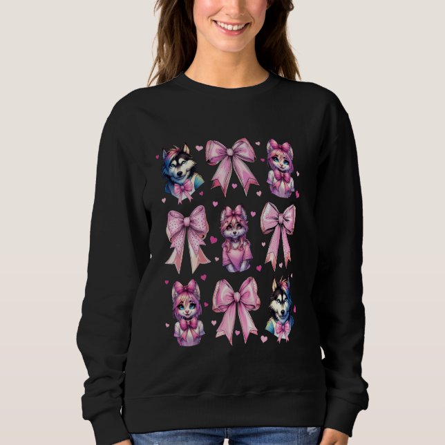 Coquette Bow Hårig Fandom Fursona Furdress Cute Fo T Shirt (Framsida)