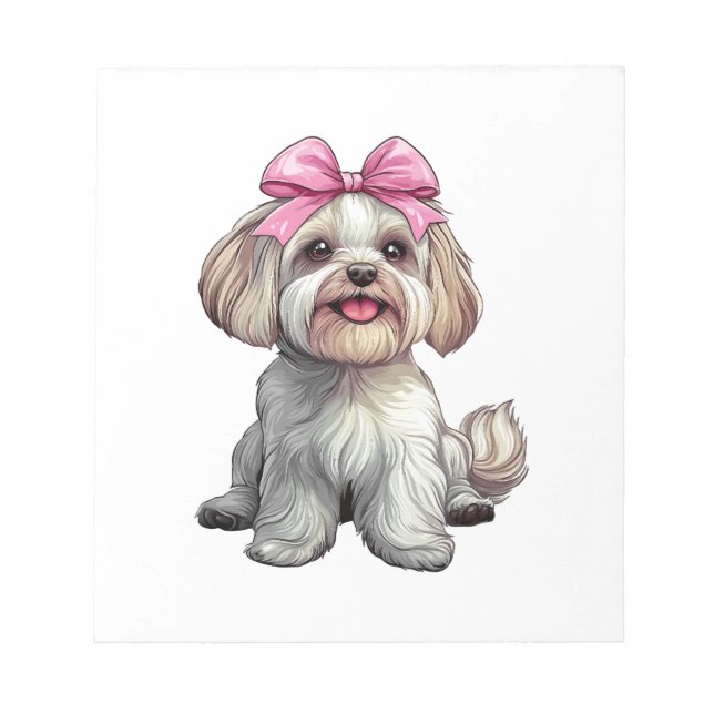 Coquette Bow Havanese Hund Mamma Flicka Rosa Anteckningsblock (Framsida)